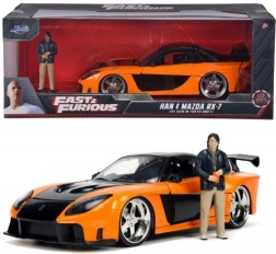 Hitri in drzni model avtomobila 1997 Mazda RX-7 s figurico Han Lue