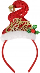 Božični naglavni trak s kapico in zvončkom Merry Christmas
