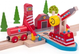 Lesena reševalna set Bigjigs Rail Gasilci