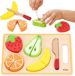 viga lesena montessori set sadja za rezanje