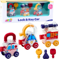 Izobraževalni set avtomobilčkov s ključi Policija, Gasilci, Reševalci