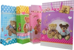 Barvita darilna vrečka – ekstra velika z medvedki
