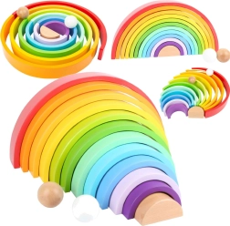 Small Foot XL Montessori Wooden Stacking Rainbow