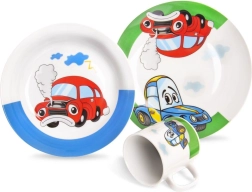 Otroški porcelanasti zajtrkovalni set Orion avto, 3 deli