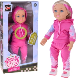 Punčka v trenirki 48 cm z dolgimi blond lasmi