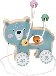 Lesena igrača za vlečenje z bisernim labirintom - Medvedek