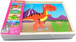 Lesene puzzle – dinozavri, 4 živali