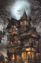 Diamantno slikanje strašljiva hiša 30 × 40 cm