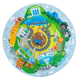 Krožni leseni puzzle Recíklaža – BIGJIGS TOYS