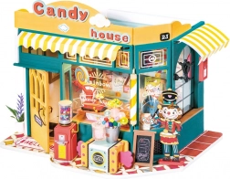 ROBOTIME ROLIFE slaščičarna CANDY HOUSE – 3D miniaturna hišica DIY z LED osvetlitvijo