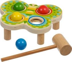 Lesena tolkala Metulj s 4 barvnimi kroglami