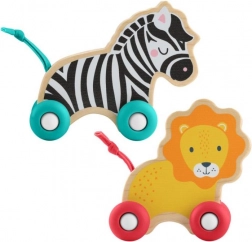 FISHER-PRICE lesena živalica na kolescih – komplet lev in zebra