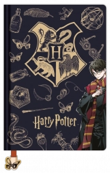 Harry Potter črtast blok A5 Navy & Gold