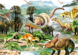 Dino puzzle – življenje dinozavrov 100 XL kosov
