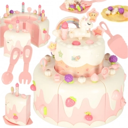 Dvonadstropna rojstnodnevna torta z glasbo in lučkami, rožnata, 16 delov