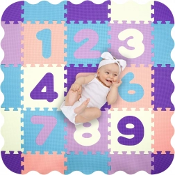 Humbi penasta izobraževalna podloga 3v1 z ograjico in številkami, 120 × 120 cm, pastelna
