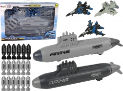 vojaški set mornarica s podmornicami, lovci in izstrelki