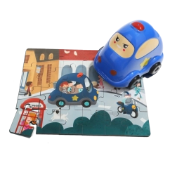 TOP BRIGHT lesena sestavljanka z igračo – policijski avto, 24 kosov