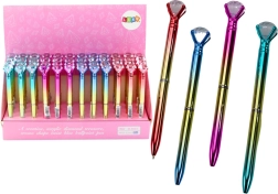 Kemični svinčnik s bleščečim diamantkom, zlato ohišje, modra polnitev 0,7 mm