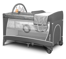 Potovalna posteljica in igralni park 2v1 LIONELO Flower – Siva