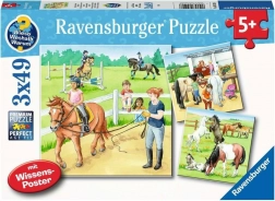 Ravensburger sestavljanka Dan pri konjih 3×49 koščkov