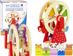 Leseno vrteče se panoramsko kolo z živalicami