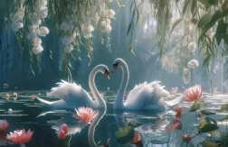 Diamantno slikanje labodov 30 × 40 cm