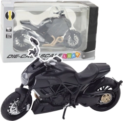 kovinski športni motocikel 1:12 z lučmi in zvoki – črn z zlatimi poudarki