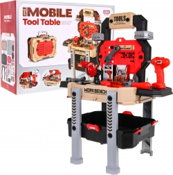 Otroška delovna klop 2-v-1 – kovček in stojalo – Rdeča