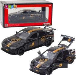 Kovinski športni avtomobil 1:32 s povratnim pogonom, lučmi in zvoki – črn