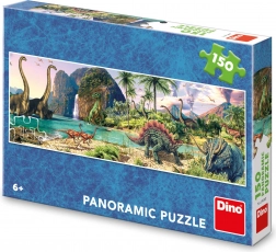 Panoramske puzzle Dino Dinosavri ob jezeru 150 koščkov