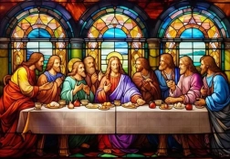 Diamantno slikanje zadnja večerja vitraž 80 × 40 cm
