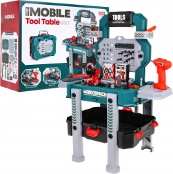 Otroška delovna klop 2-v-1 – kovček in stojalo – Modra