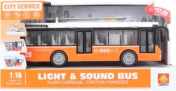 Oranžni svetleči in zvočni trolejbus na baterije