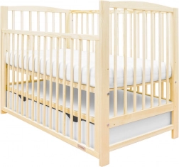 Otroška posteljica New Baby Lilly s spuščno stranico in predalom – naravna