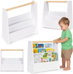 Montessori otroška knjižnica 3-nadstropno stojalo za knjige belo ecotoys