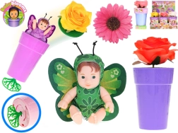 Punčka Dojenček Babyblooms v lončku za rože z zapestnico, 12,5 cm