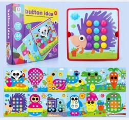 Knjižna mozaika z gumbi Ježek – trening fine motorike