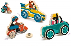 Lesena vozila na pritisne gumbe Djeco