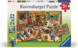Ravensburger sestavljanka Božični čar v tovarni igrač 2x12 kosov