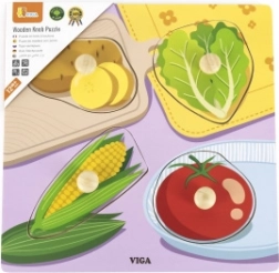 Viga lesene sestavljanke s gumbi zelenjava