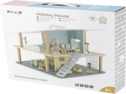 Lesena počitniška hiška za punčke s teraso