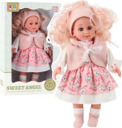 Punčka Sweet Angel v rožnatih cvetličnih oblekah 36 cm