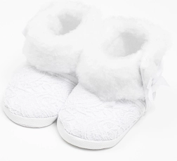 New Baby Infant Winter Lace Booties, White, 0–3 months