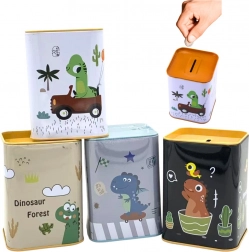 Kovinska hranilnica dinozaver v avtu 11 × 8 cm