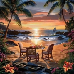 Diamantno slikanje Sedenje ob sončnem zahodu 30 × 40 cm