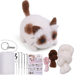 Kreativni komplet za suho polstenje – rjavo‑bel muc