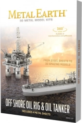 Metal Earth 3D sestavljanka naftna ploščad in tanker – deluxe set