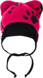 dojenčkova bombažna kapica z ušeski New Baby temno rožnata 56 (0–3 m)