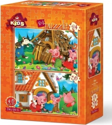ART PUZZLE trije prašički – komplet 2 sestavljank (24 in 35 koščkov), 34 × 24 cm